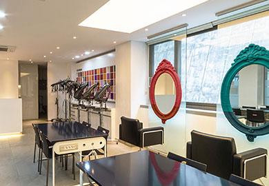 On-site laboratory that consists of a workspace that provides services, a shampoo room, Color Bar, information test, staff workroom, etc.